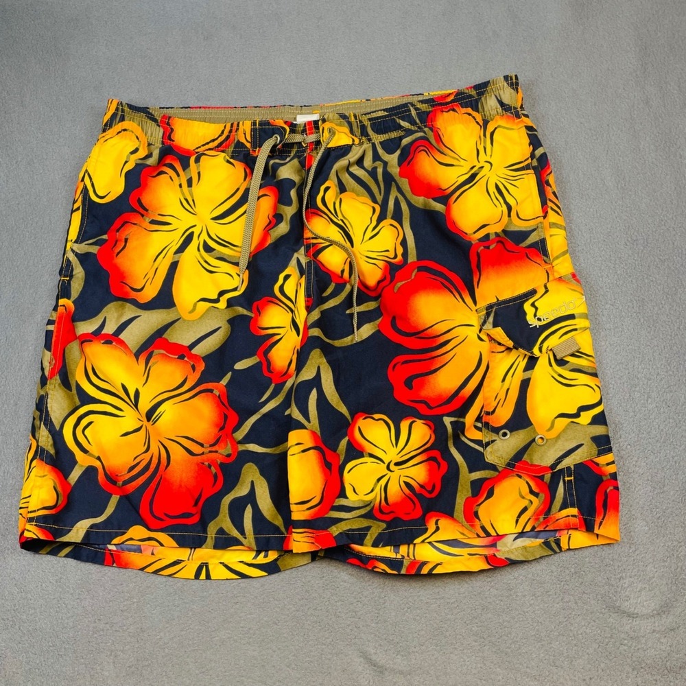 Speedo Men Swim Trunks Tropical Floral Hibiscus Medium Resort Beach Swim